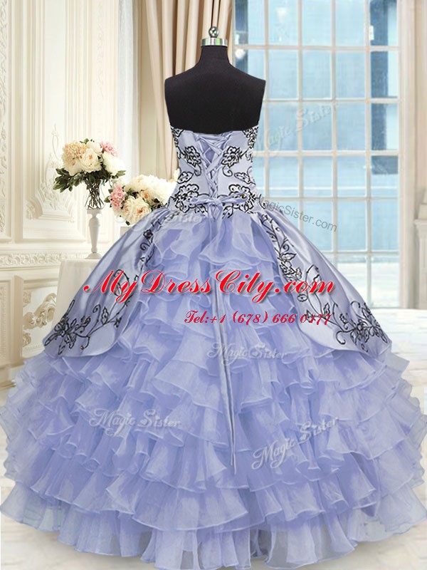 Sleeveless Beading and Embroidery and Ruffled Layers Lace Up Quinceanera Gowns