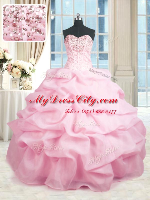 Excellent Sleeveless Beading and Ruffles Lace Up Vestidos de Quinceanera