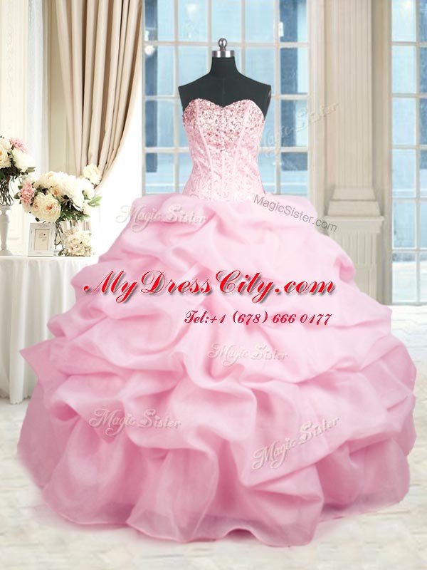 Excellent Sleeveless Beading and Ruffles Lace Up Vestidos de Quinceanera