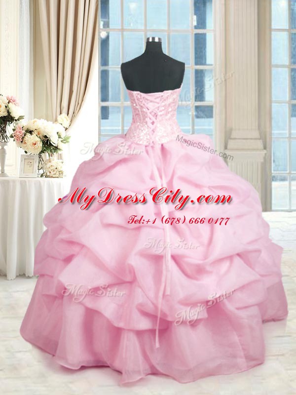 Excellent Sleeveless Beading and Ruffles Lace Up Vestidos de Quinceanera