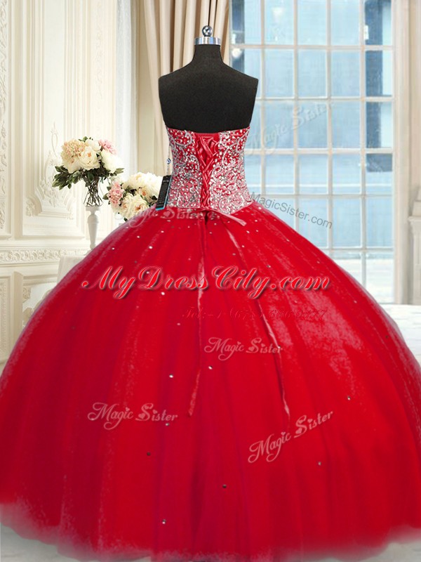 Halter Top Sleeveless Lace Up Beading and Sequins Sweet 16 Quinceanera Dress