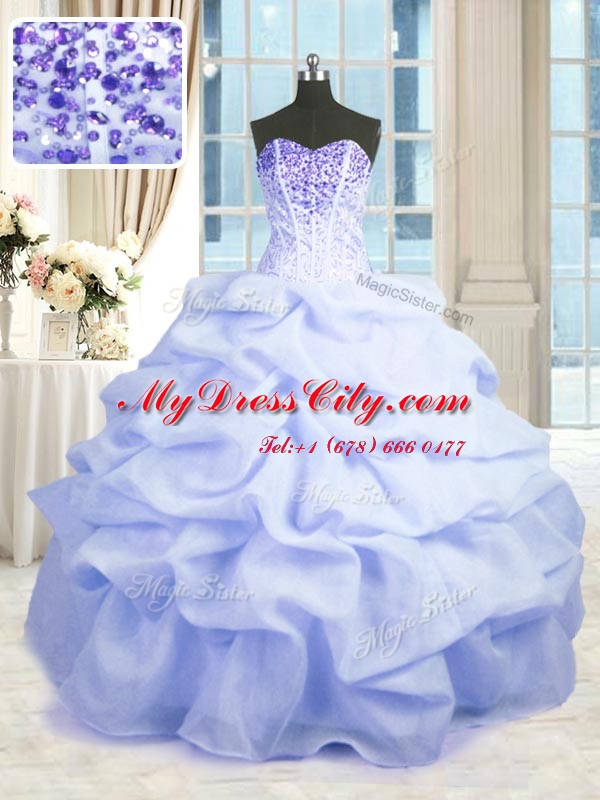 Light Blue Sweetheart Lace Up Beading and Ruffles Quinceanera Dress Sleeveless