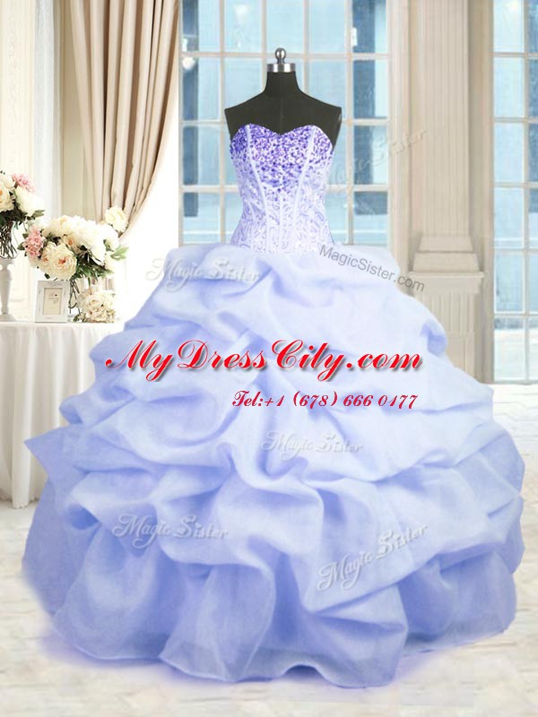 Light Blue Sweetheart Lace Up Beading and Ruffles Quinceanera Dress Sleeveless