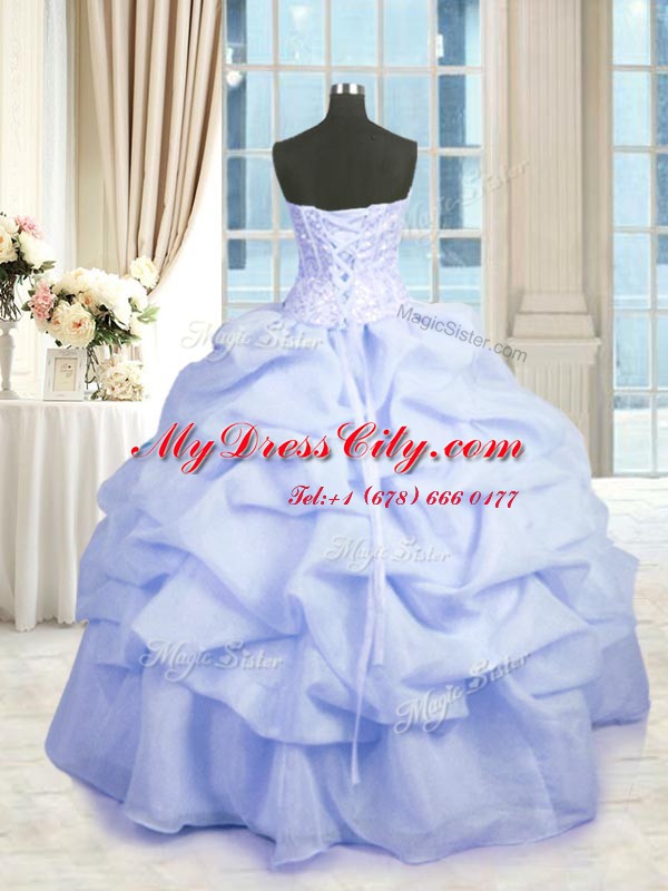 Light Blue Sweetheart Lace Up Beading and Ruffles Quinceanera Dress Sleeveless