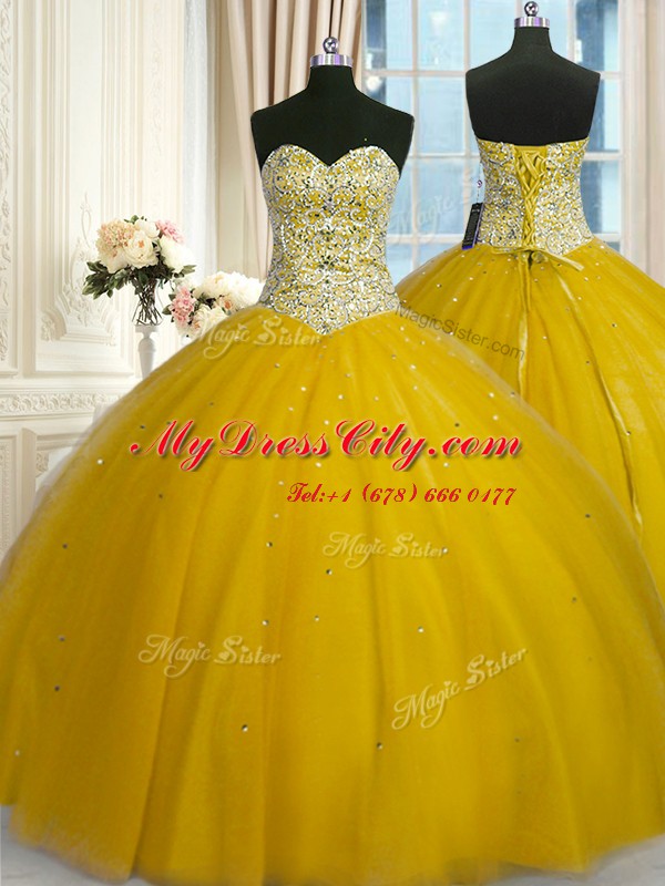 Sophisticated Sleeveless Lace Up Floor Length Beading and Sequins Sweet 16 Quinceanera Dress