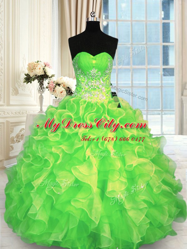 Sweetheart Sleeveless Quinceanera Gowns Floor Length Beading Organza