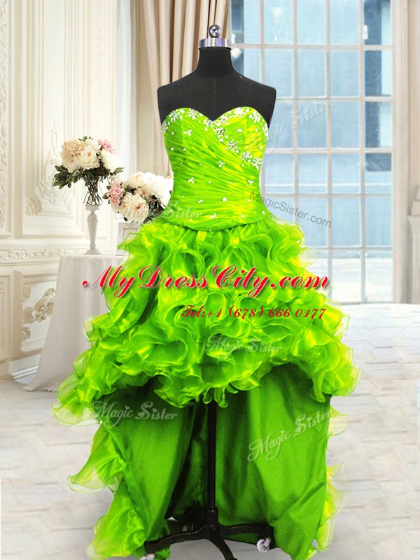 Luxurious Four Piece Quinceanera Dresses Military Ball and Sweet 16 and Quinceanera and For with Beading and Ruffles and Ruching Sweetheart Sleeveless Lace Up