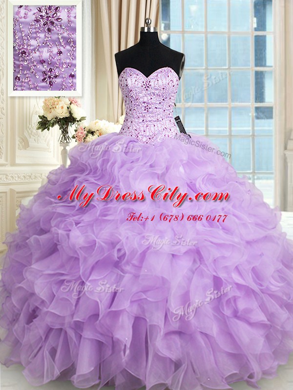 Free and Easy Organza Sleeveless Floor Length 15 Quinceanera Dress and Beading and Ruffles