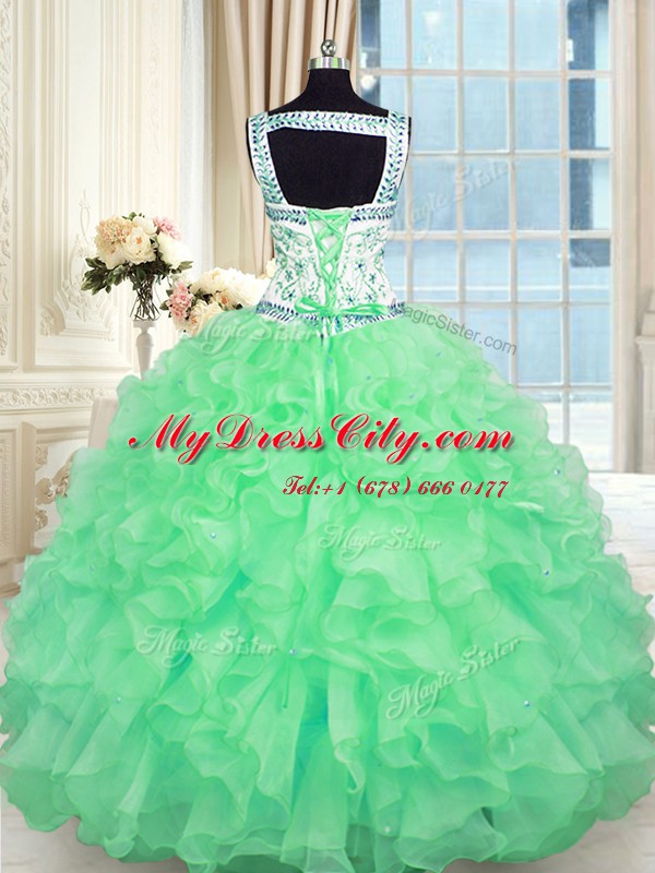 Sweetheart Neckline Beading and Appliques and Ruffles Sweet 16 Quinceanera Dress Sleeveless Lace Up