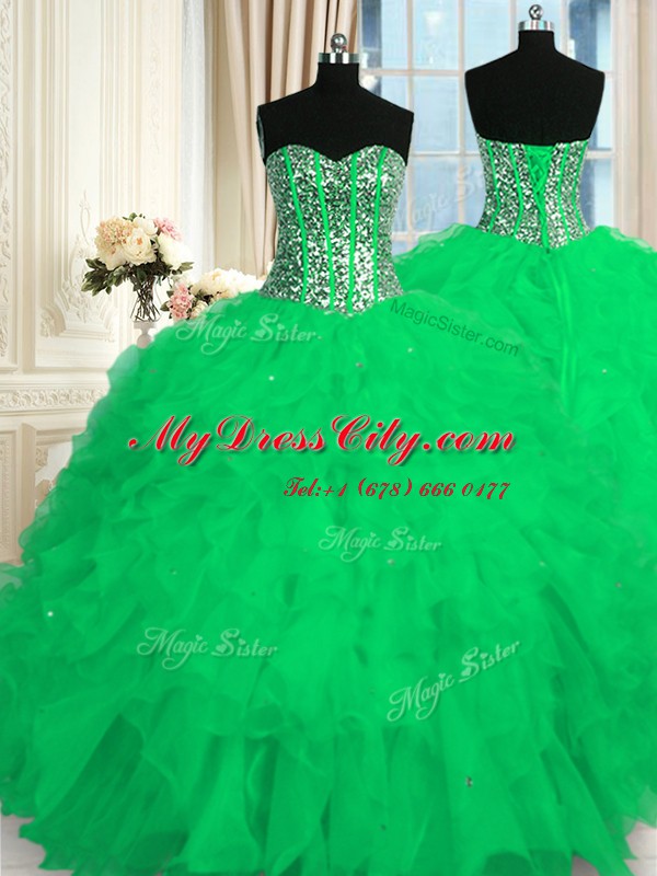 Fabulous Sleeveless Beading and Ruffles Lace Up 15 Quinceanera Dress