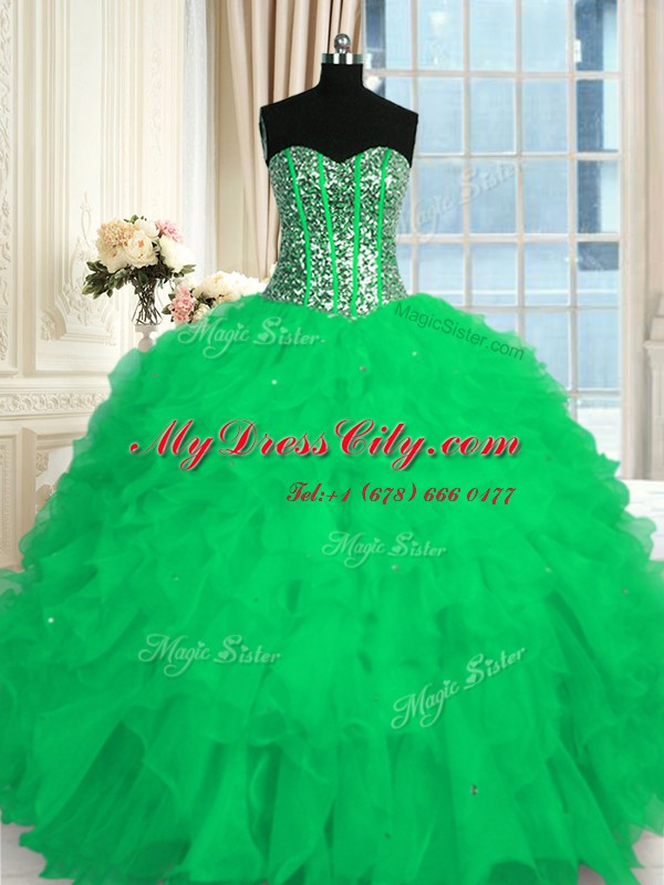 Fabulous Sleeveless Beading and Ruffles Lace Up 15 Quinceanera Dress