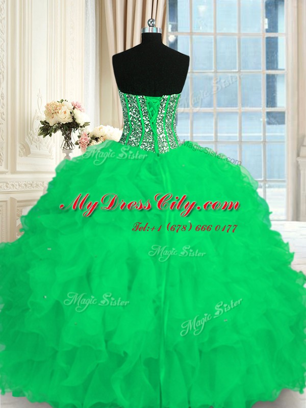 Fabulous Sleeveless Beading and Ruffles Lace Up 15 Quinceanera Dress