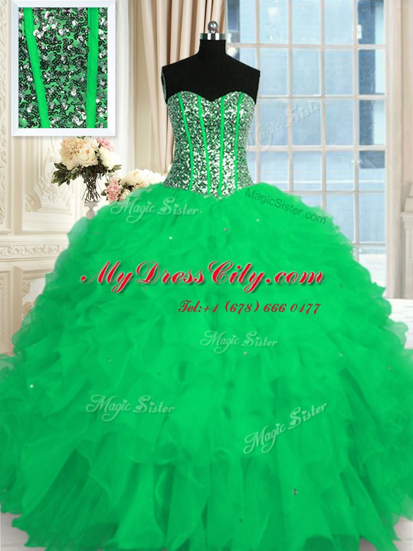 Fabulous Sleeveless Beading and Ruffles Lace Up 15 Quinceanera Dress