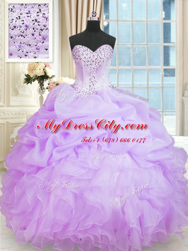 Organza Sleeveless Floor Length Vestidos de Quinceanera and Beading and Ruffles