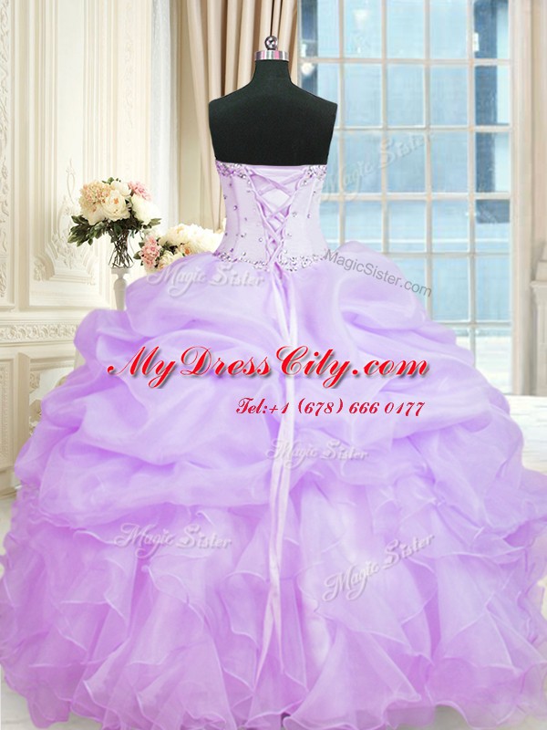 Organza Sleeveless Floor Length Vestidos de Quinceanera and Beading and Ruffles