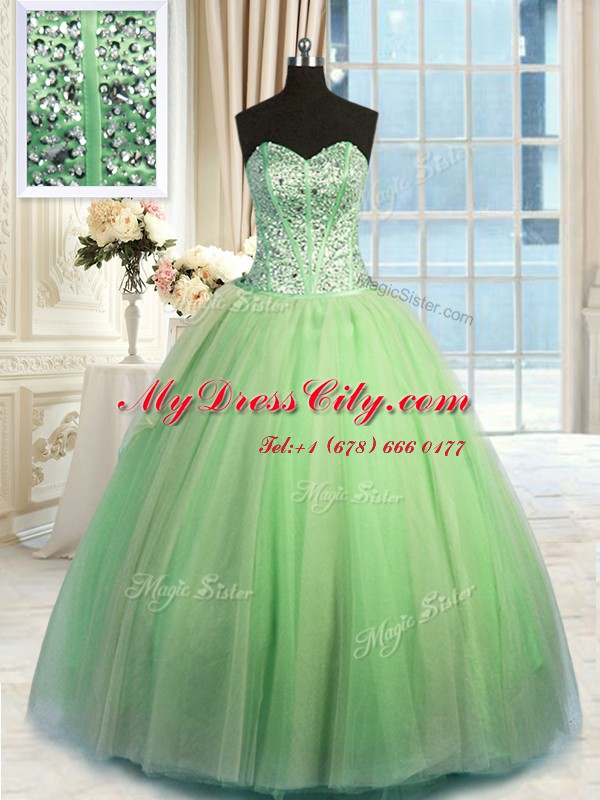 Chic Three Piece Sweetheart Lace Up Beading and Ruching Ball Gown Prom Dress Sleeveless