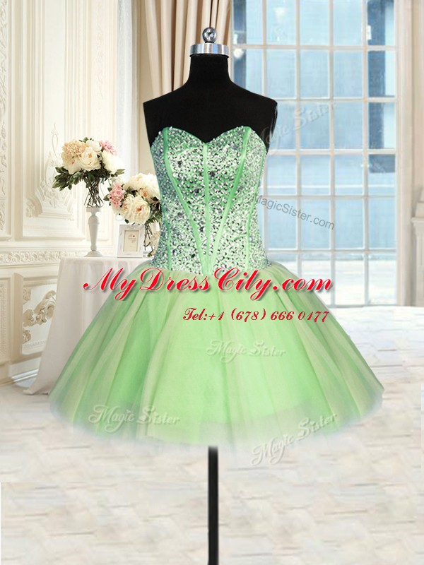 Chic Three Piece Sweetheart Lace Up Beading and Ruching Ball Gown Prom Dress Sleeveless