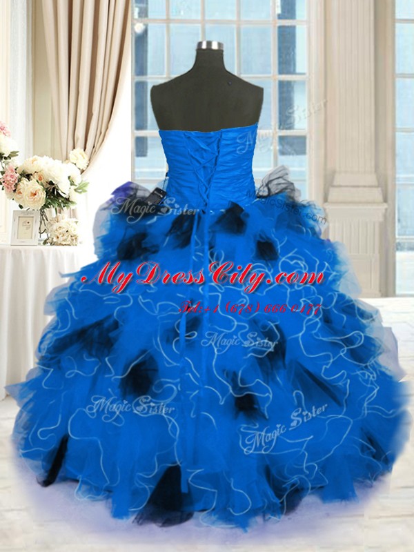 Luxury Sleeveless Beading and Ruffles Lace Up Ball Gown Prom Dress