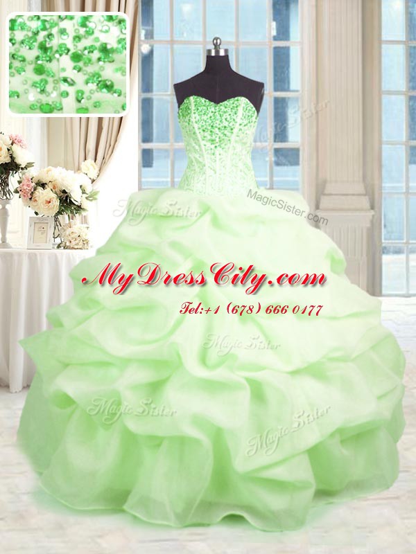 Custom Made Sweetheart Sleeveless Lace Up Quinceanera Dress Organza