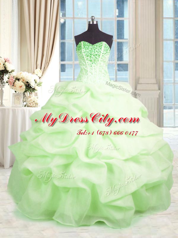 Custom Made Sweetheart Sleeveless Lace Up Quinceanera Dress Organza