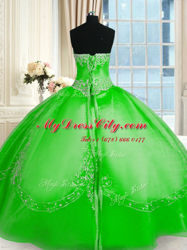 Charming Ball Gowns Beading and Embroidery Vestidos de Quinceanera Lace Up Tulle Sleeveless Floor Length