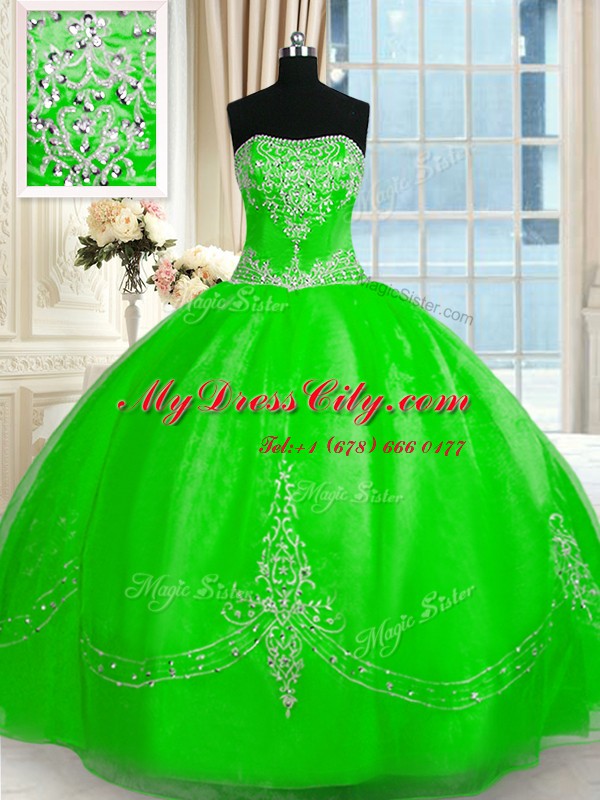 Charming Ball Gowns Beading and Embroidery Vestidos de Quinceanera Lace Up Tulle Sleeveless Floor Length