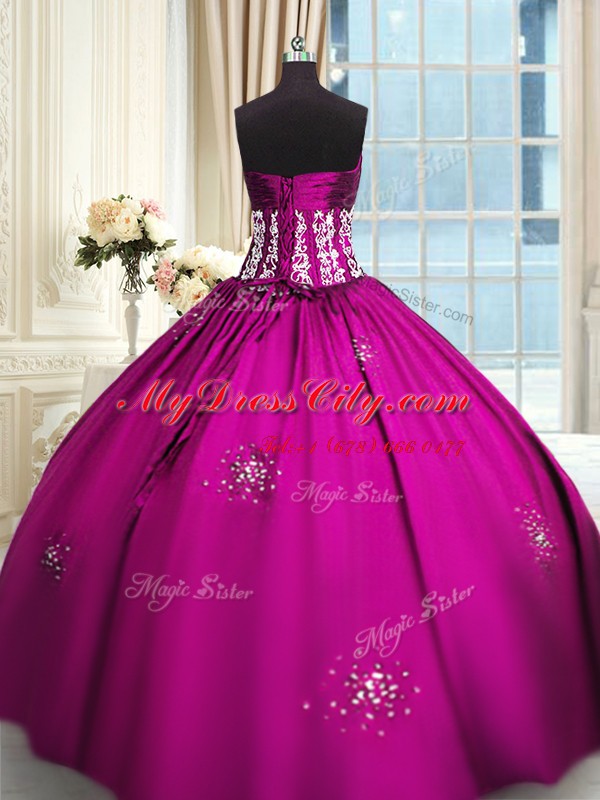 Floor Length Ball Gowns Sleeveless Fuchsia Sweet 16 Dresses Lace Up