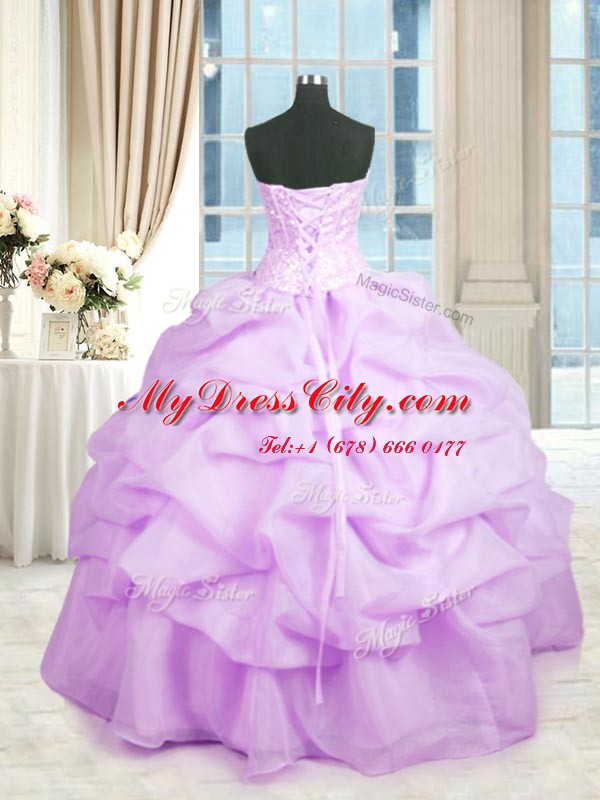 Rose Pink Lace Up Quince Ball Gowns Beading and Ruffles Sleeveless Floor Length