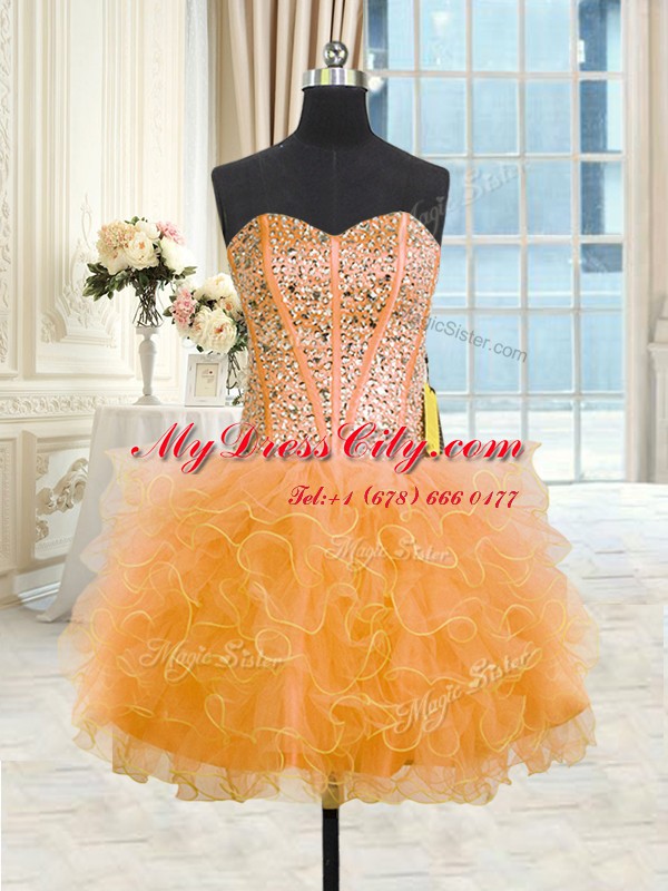 Three Piece Tulle Sleeveless Floor Length Sweet 16 Dress and Beading and Ruffles