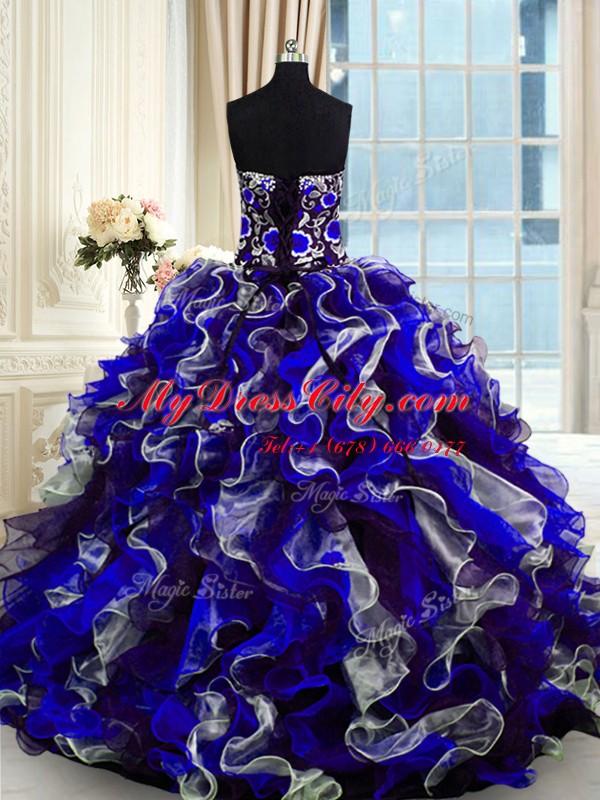 Suitable Floor Length Multi-color Quince Ball Gowns Sweetheart Sleeveless Lace Up