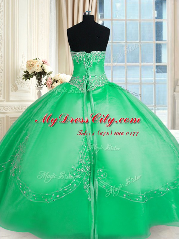 Sleeveless Beading and Embroidery Lace Up Quinceanera Gown