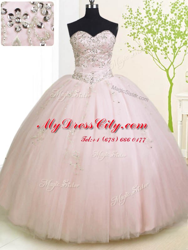 Sleeveless Beading and Appliques Lace Up Sweet 16 Dresses