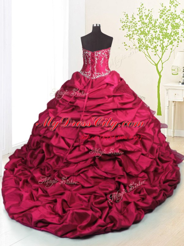 Admirable Rose Pink Strapless Neckline Beading and Appliques and Ruffled Layers and Pick Ups Quinceanera Gowns Sleeveless Lace Up