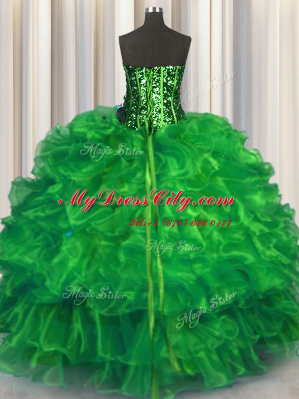 Comfortable Sweetheart Sleeveless 15th Birthday Dress Floor Length Beading and Ruffles Organza