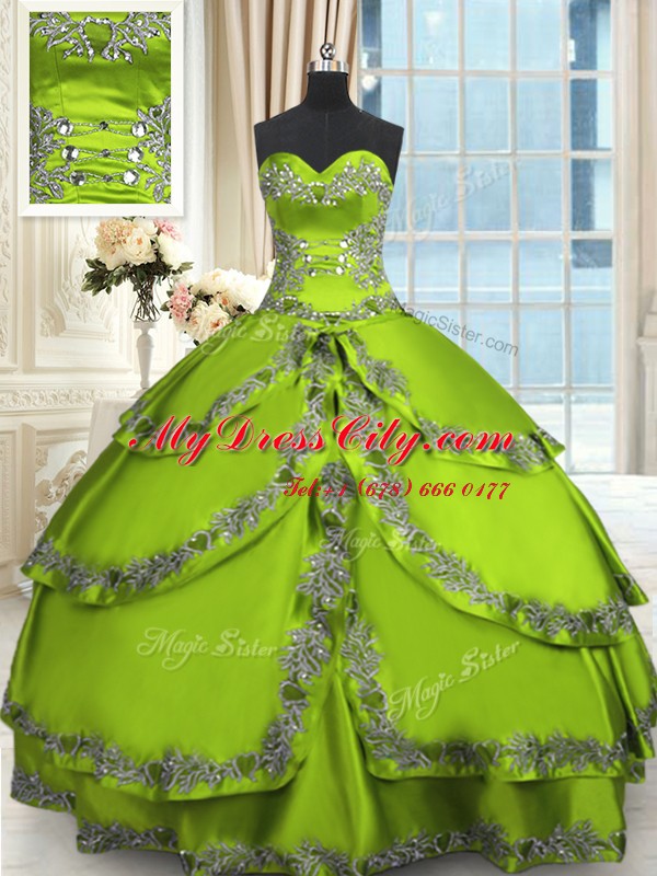 Unique Sweetheart Sleeveless Taffeta Quinceanera Dress Beading and Embroidery and Ruffled Layers Lace Up