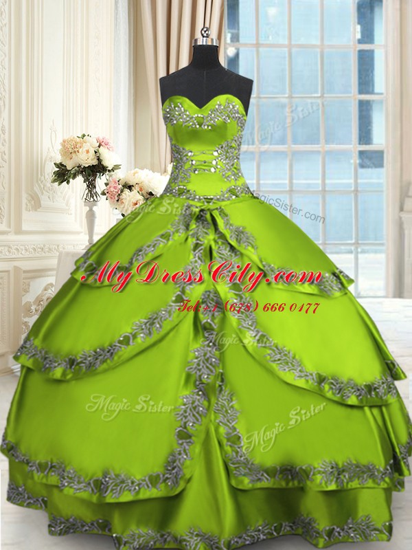 Unique Sweetheart Sleeveless Taffeta Quinceanera Dress Beading and Embroidery and Ruffled Layers Lace Up