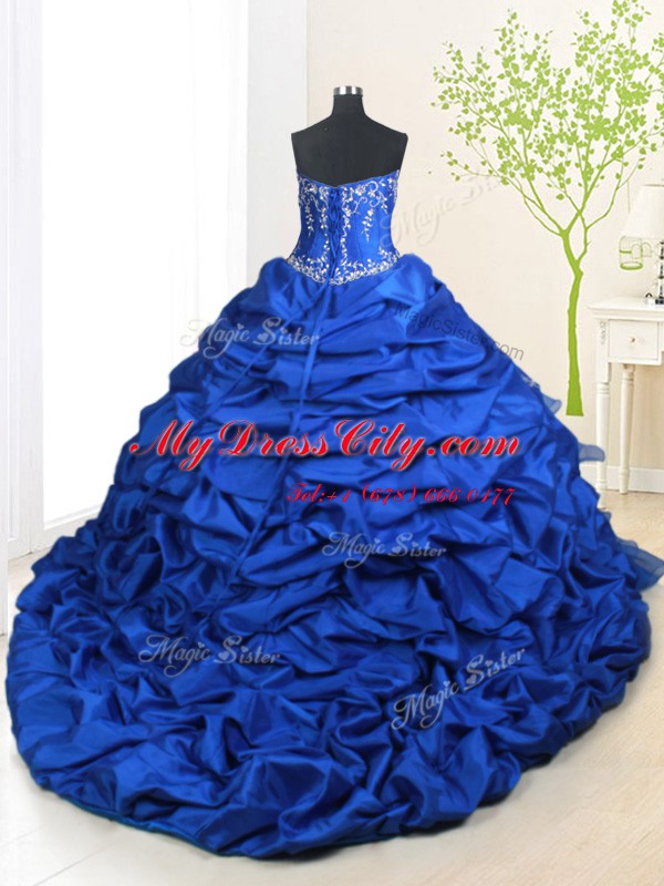 Colorful Sleeveless Brush Train Beading and Appliques and Ruffled Layers and Pick Ups Lace Up Quinceanera Gowns