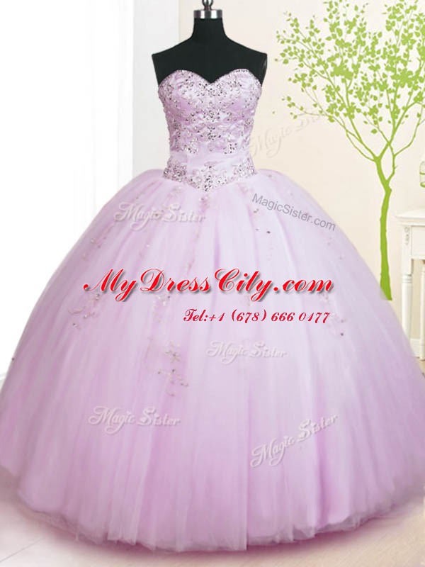 Delicate Sleeveless Lace Up Floor Length Beading and Appliques Ball Gown Prom Dress