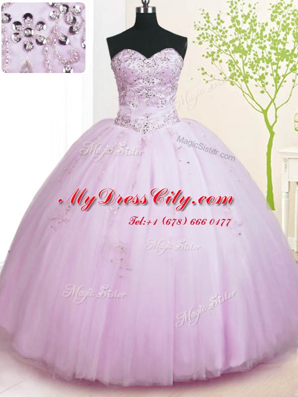 Delicate Sleeveless Lace Up Floor Length Beading and Appliques Ball Gown Prom Dress