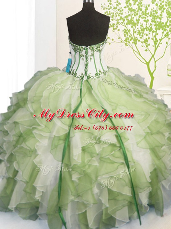 Sleeveless Beading and Ruffles Lace Up 15th Birthday Dress