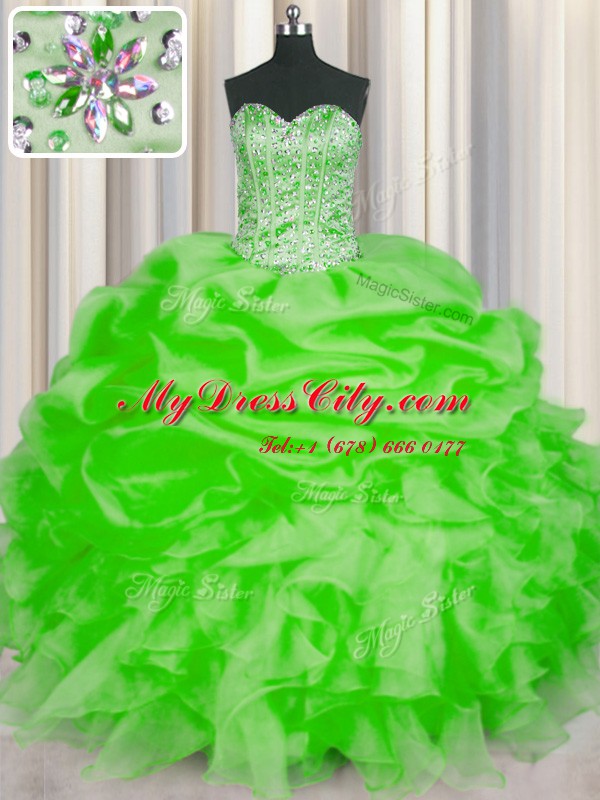 Fitting Sweetheart Lace Up Beading and Ruffles and Pick Ups 15 Quinceanera Dress Sleeveless