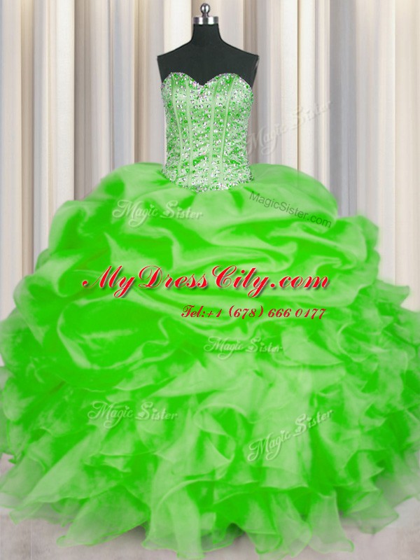 Fitting Sweetheart Lace Up Beading and Ruffles and Pick Ups 15 Quinceanera Dress Sleeveless