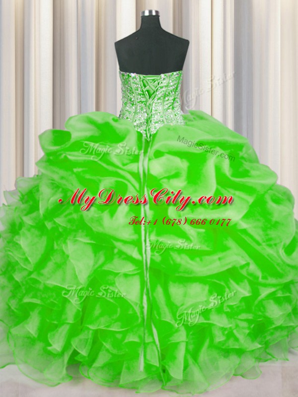 Fitting Sweetheart Lace Up Beading and Ruffles and Pick Ups 15 Quinceanera Dress Sleeveless