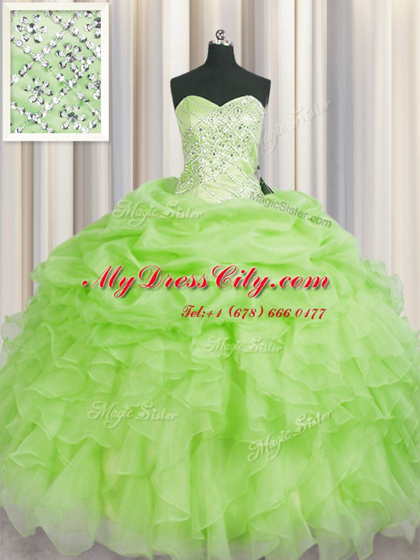 Cheap Organza Sleeveless Floor Length Quinceanera Gown and Beading and Ruffles