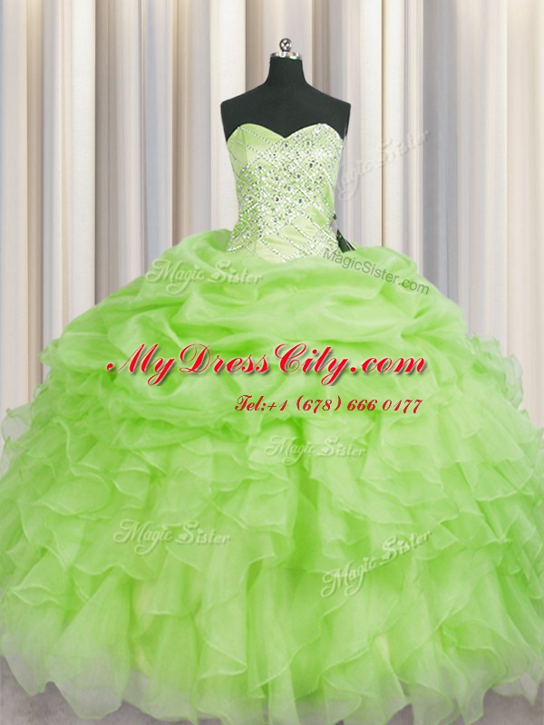 Cheap Organza Sleeveless Floor Length Quinceanera Gown and Beading and Ruffles