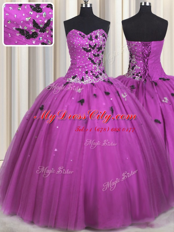 Sleeveless Lace Up Floor Length Beading and Appliques Quinceanera Dresses