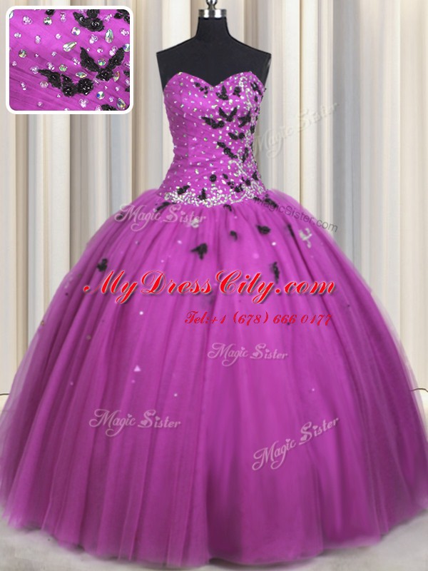 Sleeveless Lace Up Floor Length Beading and Appliques Quinceanera Dresses