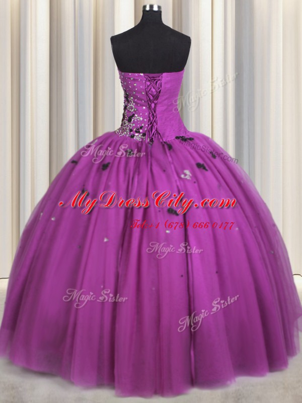 Sleeveless Lace Up Floor Length Beading and Appliques Quinceanera Dresses