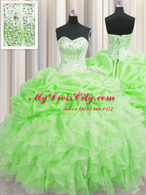 Classical Pick Ups Visible Boning Floor Length Ball Gowns Sleeveless Sweet 16 Dresses Lace Up