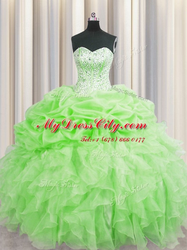 Classical Pick Ups Visible Boning Floor Length Ball Gowns Sleeveless Sweet 16 Dresses Lace Up